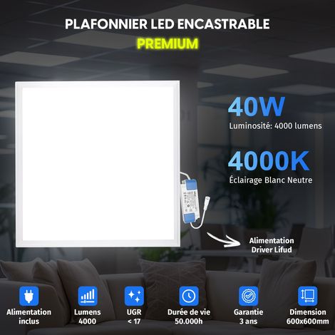 Dalle LED 40W lot de 12 pcs EUROPALAMP - Blanc Neutre 600x600 - Haute Luminosité - 4000K — photo 5