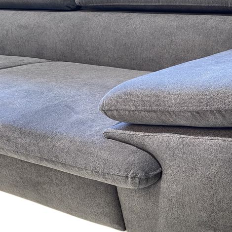 Casa Baoli – Canapé d'angle convertible 5 places tissu gris foncé – Méridienne droite – Coffre de rangement – Dimensions couchage 210x124cm — photo 5