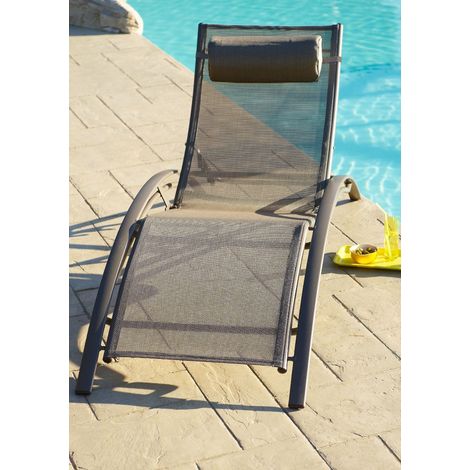 Dcb Garden – Lot de 2 bains de soleil empilables en aluminium – Dossier réglable 5 positions – Toile plastifiée résistante – Confortable têtière — photo 2