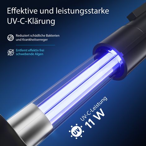 Wiltec CPF-180 Filtre de bassin à pression avec stérilisation UV - 380 x 380 x 400 mm - 11 W / étang 6000 l max. / réservoir 20 l - Nettoyage facile - Filtration eau à grand débit — photo 5
