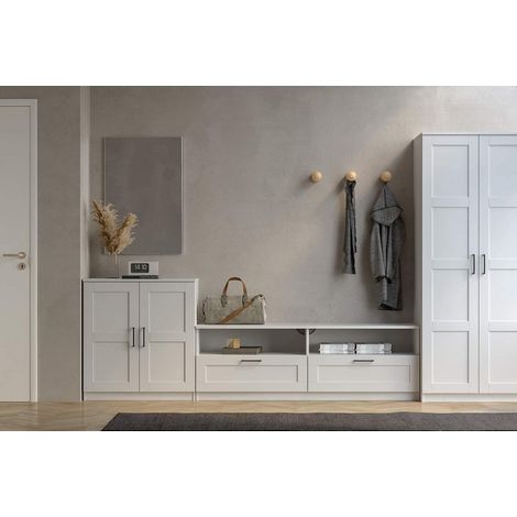 Abitare – Meuble vitrine 87 cm blanc mat – Structure panneaux composites – Dimensions L 80 x P 44,5 x H 87 cm – Design moderne et rangement pratique — photo 4