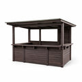 Kiosque bar de jardin en bois composite brun avec toit en métal - 2026