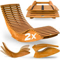 CASARIA® 2x Chaise longue à bascule JAVA en bois d'acacia certifié FSC Pliable transat ergonomique jardin Sauna Capacité de charge 160kg — photo 1