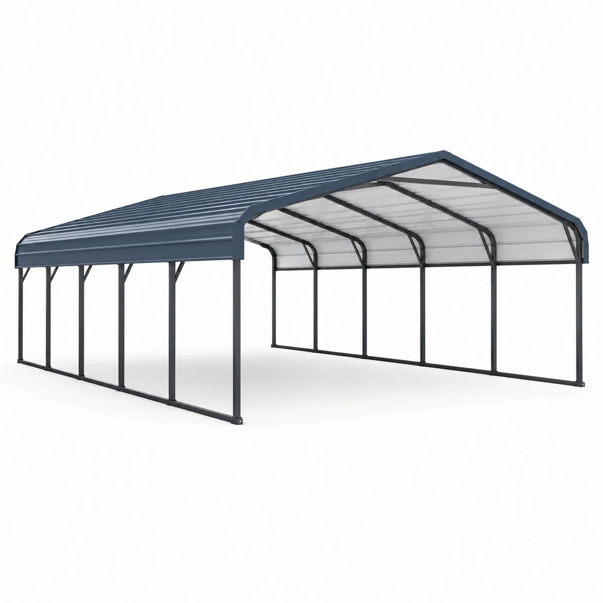 Carport double en métal anthracite avec toiture translucide, 600 × 600 × 300 cm - 2026