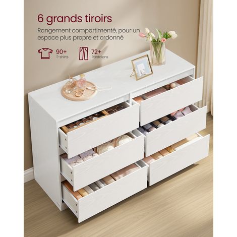 Vasagle – Commode moderne 6 tiroirs 40 x 119,4 x 75 cm – Panneaux MDF et aggloméré – Sécurité anti-basculement – Rangement optimisé — photo 3