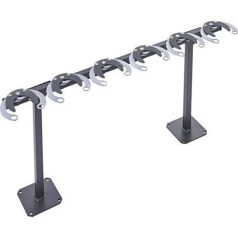 Mottez – Rangement pour 6 trottinettes sur pied – Système antivol par pince – Tube acier carré 30mm – Dimensions 106 x 17,5 x 50cm