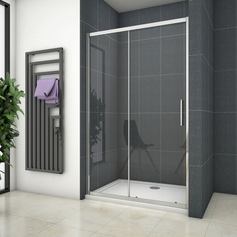 Ocean Sanitaire – Porte de douche coulissante 150x190cm – Verre de sécurité 5mm – Installation en niche – Aluminium chromé – Accès coulissant — photo 1