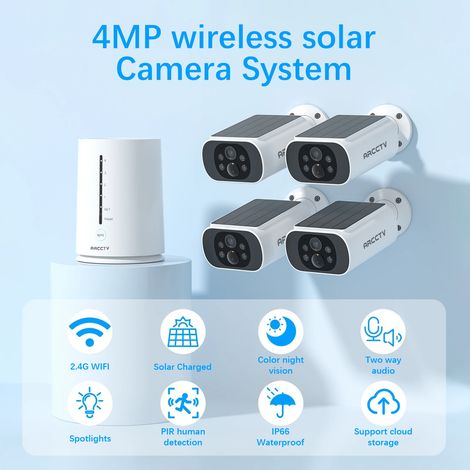 Kit Caméra de Surveillance ARCCTV Extérieur Sans fil 4MP +4 caméras fixes batteries solaires PACK VIDEOSURVEILLANCE Carte sd 64G — photo 2