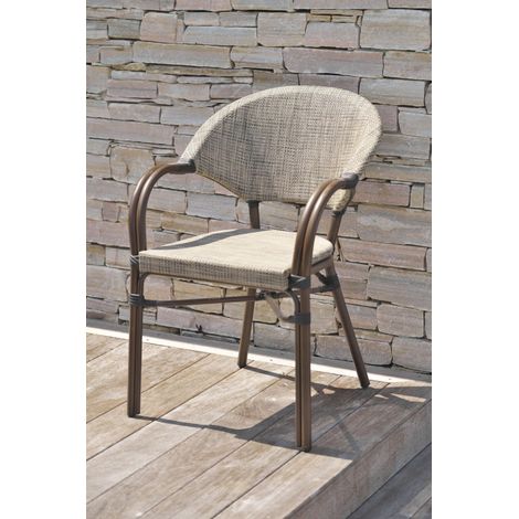 Lot de 2 fauteuils de jardin empilables en aluminium et textilène – Résistant aux intempéries – Confort optimal – DCB GARDEN — photo 2