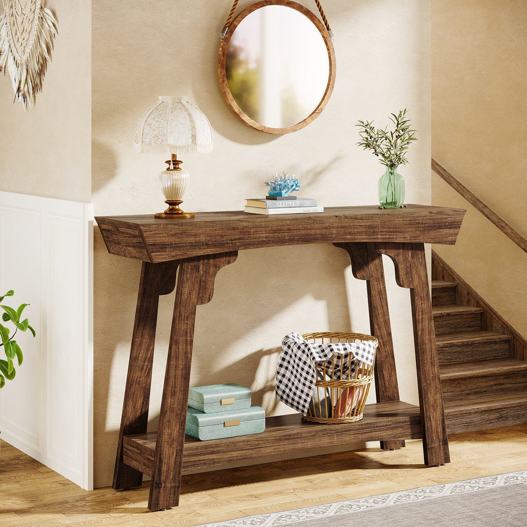 Tribesigns Table console, Table d'entrée étroite à 2 niveaux avec étagère