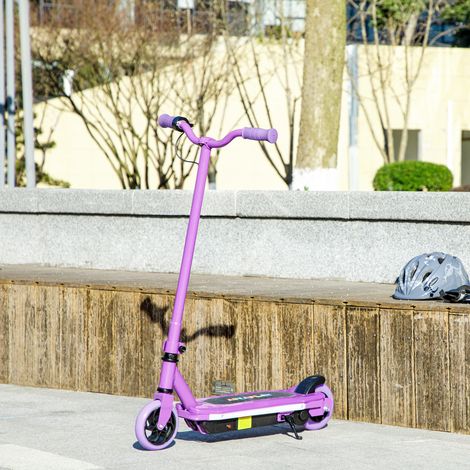 Trottinette électrique pour enfants 6-14 ans. vitesse maximale 10 km/h. lumières LED colorées. frein électrique. violet