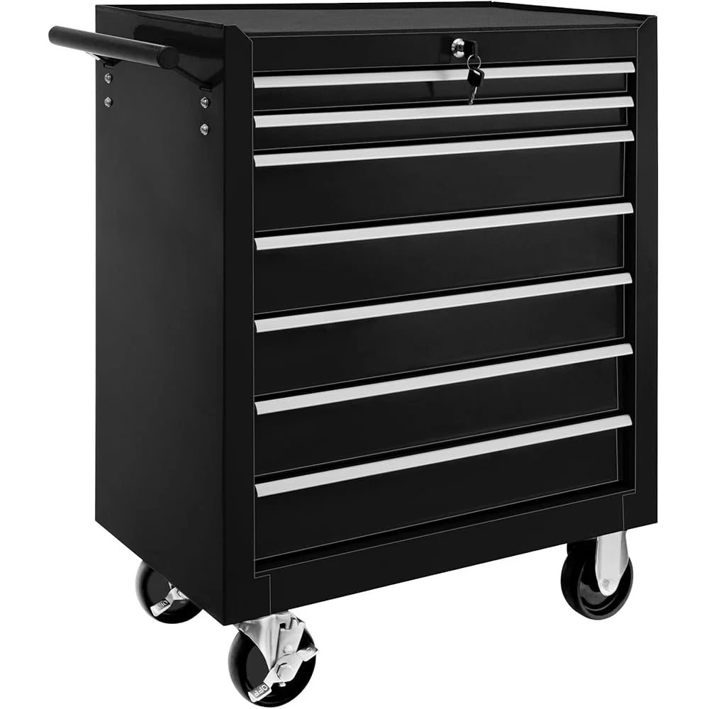 2026 TecTake® Chariot d'atelier Metallique Servante d'atelier Vide Trolley Professionnel 7 Tiroirs spacieux Verrouillabl