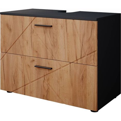 Meuble sous vasque simple Irma, Chêne doré/anthracite, 80 x 58.6 cm, Vicco — photo 2