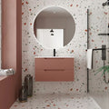 meuble de salle de bains leon 80cm terracotta - 2 tiroirs en mdf ondulés - vasque à encastrer — photo 1