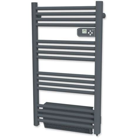Radiateur sèche-serviettes CARRERA - Lames plates 500W + Soufflerie 1000W - Gris anthracite — photo 1
