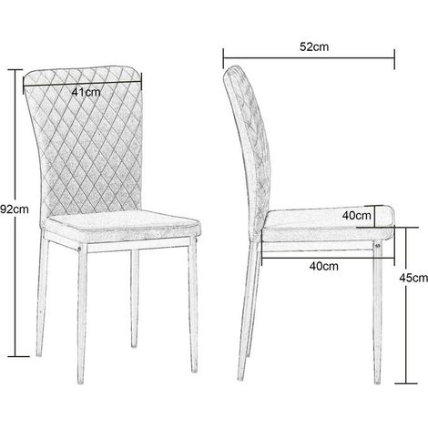 Jymtom – Lot de 6 chaises en tissu daim gris clair – Dossier capitonné ergonomique – Pieds en métal – Charge max 120 kg — photo 2