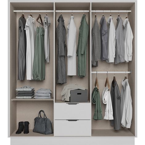 Armoire 6 portes et 2 tiroirs - L162 cm - Blanc - FEOVA — photo 3