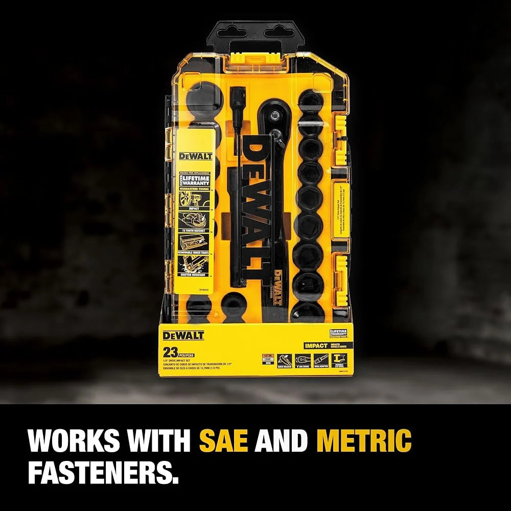 2026 DEWALT DWMT74739 Coffret de douilles à choc 1/2" 23 pièces : Bricolage