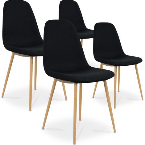 Lot de 4 chaises scandinaves Bali tissu Noir — photo 1