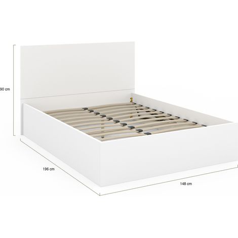 Idmarket – Lit coffre double SEASIDE 140 x 190 cm – Tête de lit – Sommier 24 lattes en bois – Coffre de rangement avec vérins de levage — photo 4