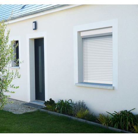 Volet roulant électrique filaire Alu Blanc - L120 x H155 cm - Motorisé avec commande murale, recoupable — photo 2