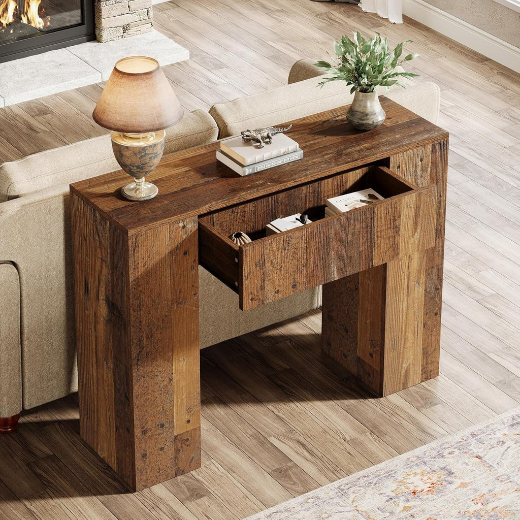 Tribesigns Table console avec tiroirs, Table d'appoint étroite Table de couloir pour petits espaces