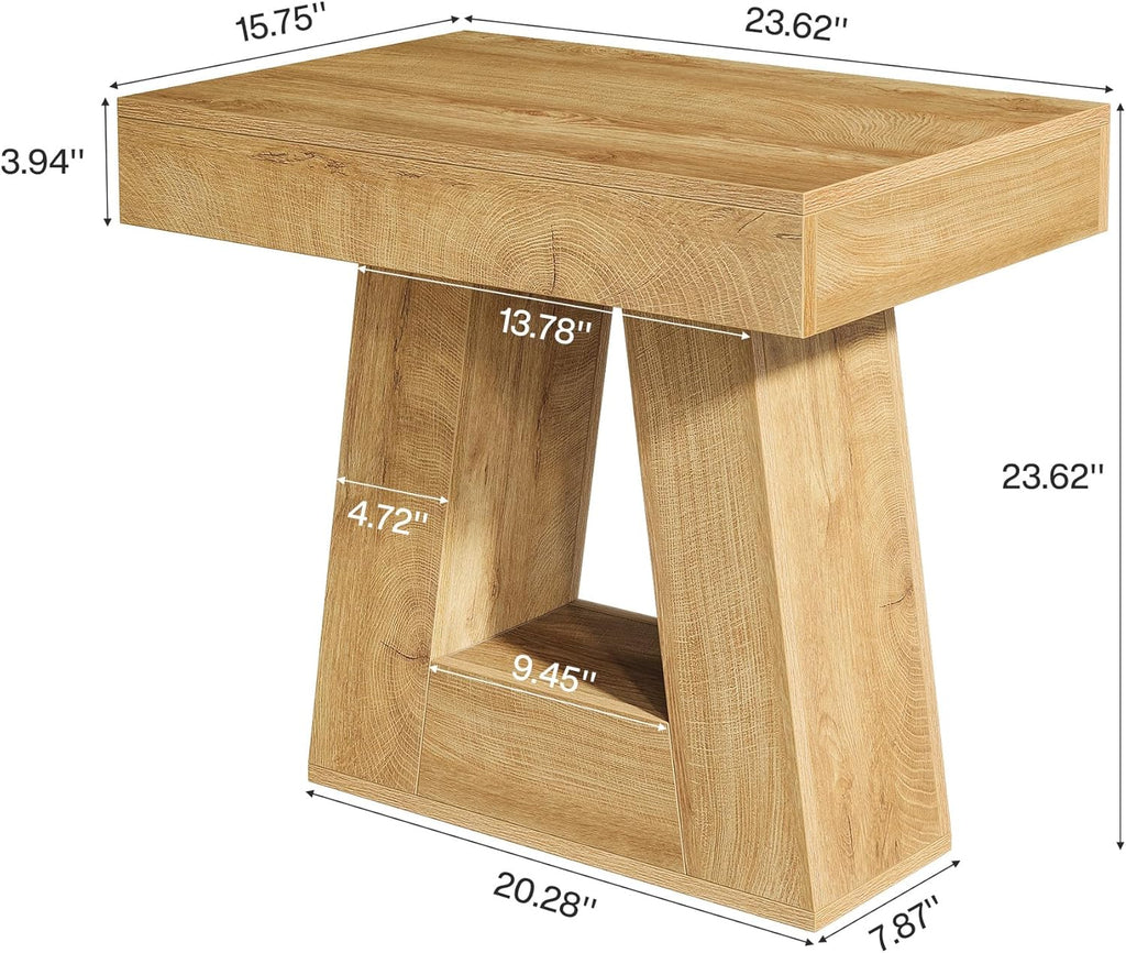 Table d'appoint étroite à 2 niveaux avec base de 60 cm