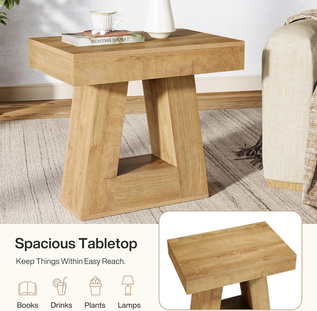 Table d'appoint étroite à 2 niveaux avec base de 60 cm