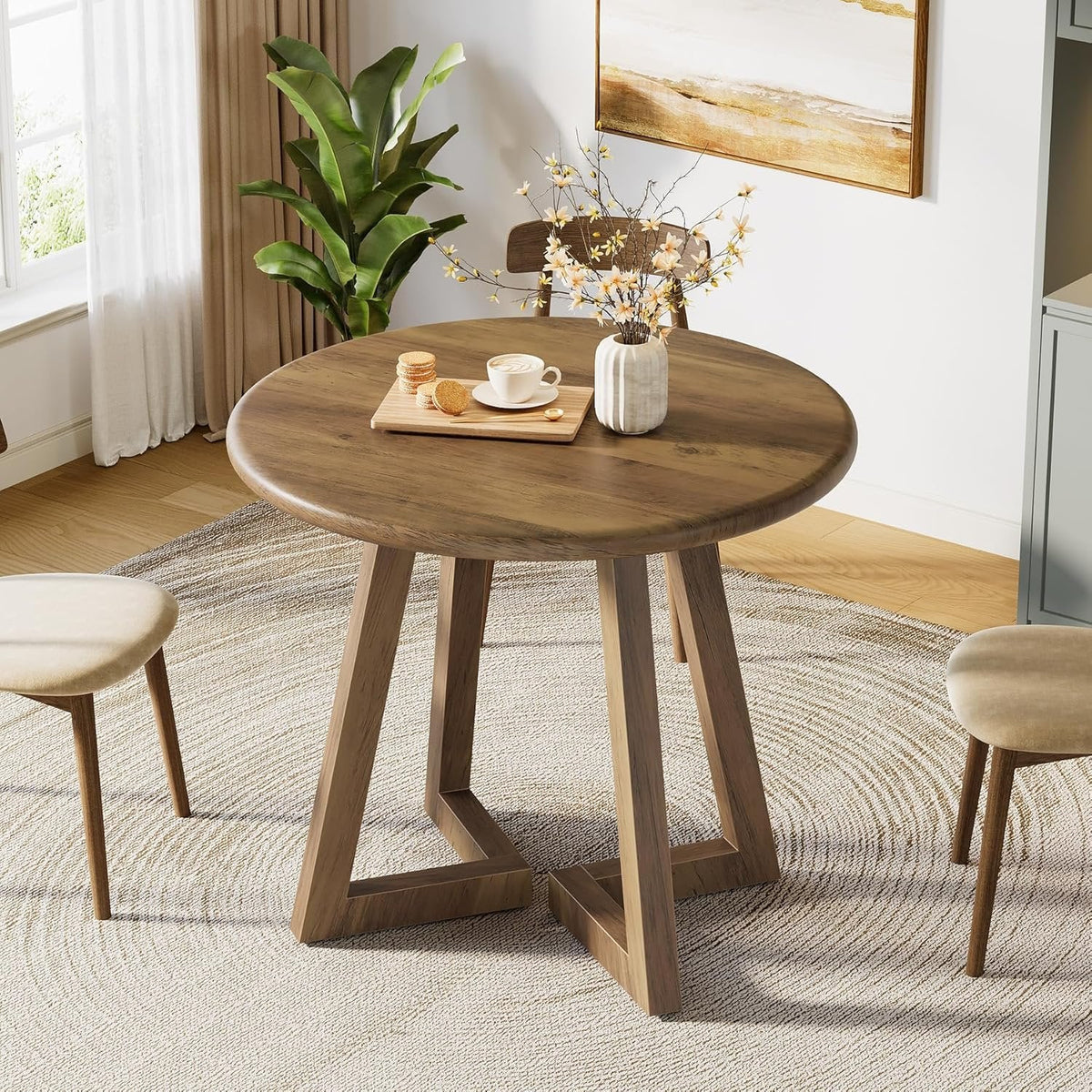 Tribesigns Table de salle à manger ronde pour 2 à 4 personnes  idéale pour la cuisine et la salle à manger