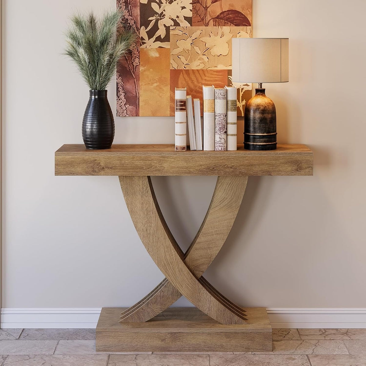 Tribesigns Console étroite de 110 cm avec structure en bois, Table d'appoint polyvalente pour entrée