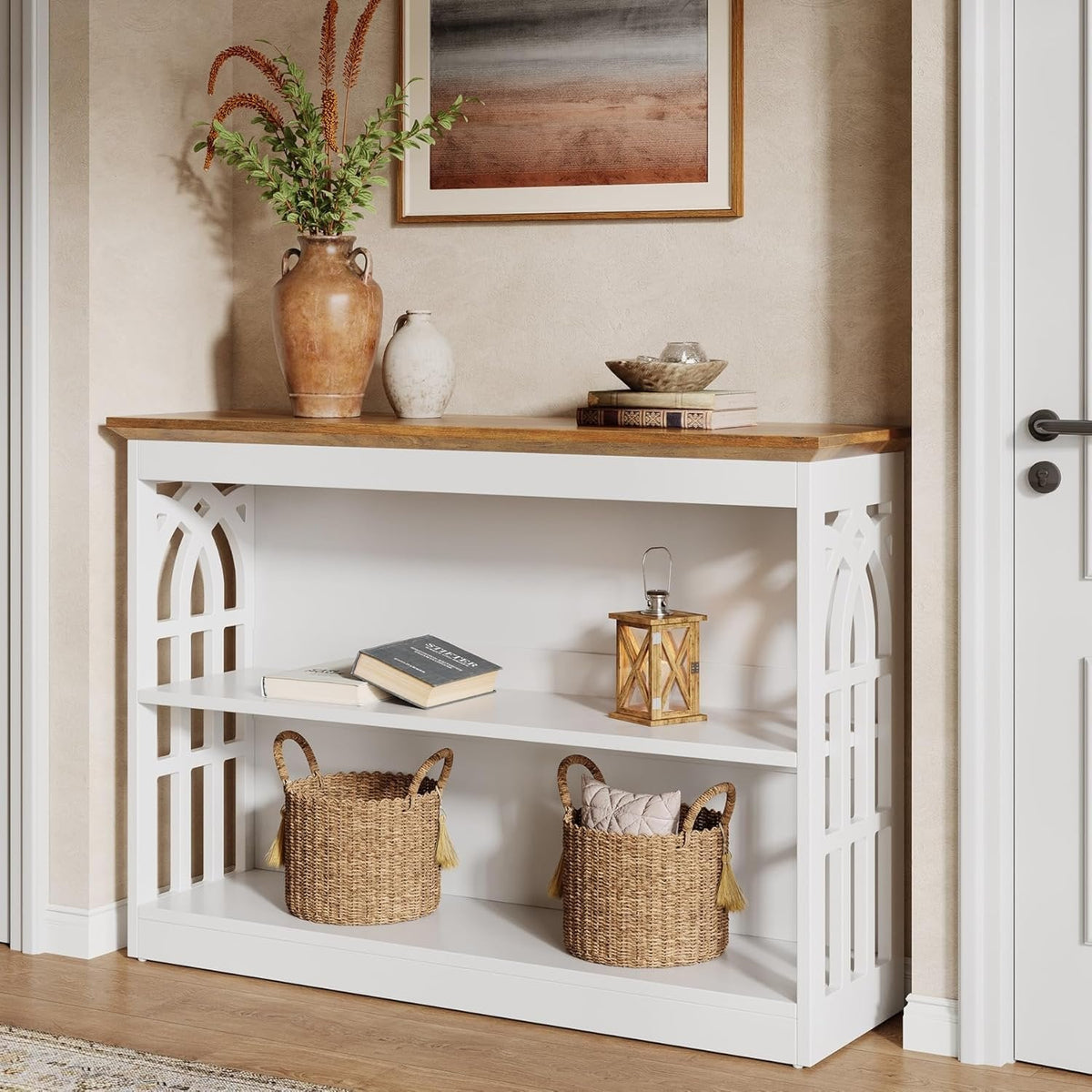 Tribesigns Console moderne pour l'entrée 105 cm blanche à placer derrière un canapé