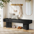 Tribesigns Banc d'entrée noir 120 cm, Banc moderne avec structure prismatique robuste, établi en bois