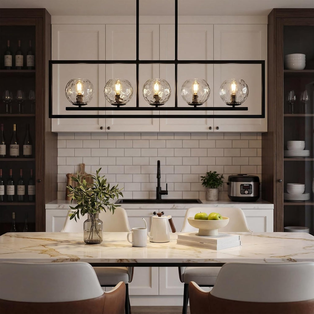 Tribesigns Suspension moderne à 5 lumières, Luminaire de plafond en métal réglable en hauteur