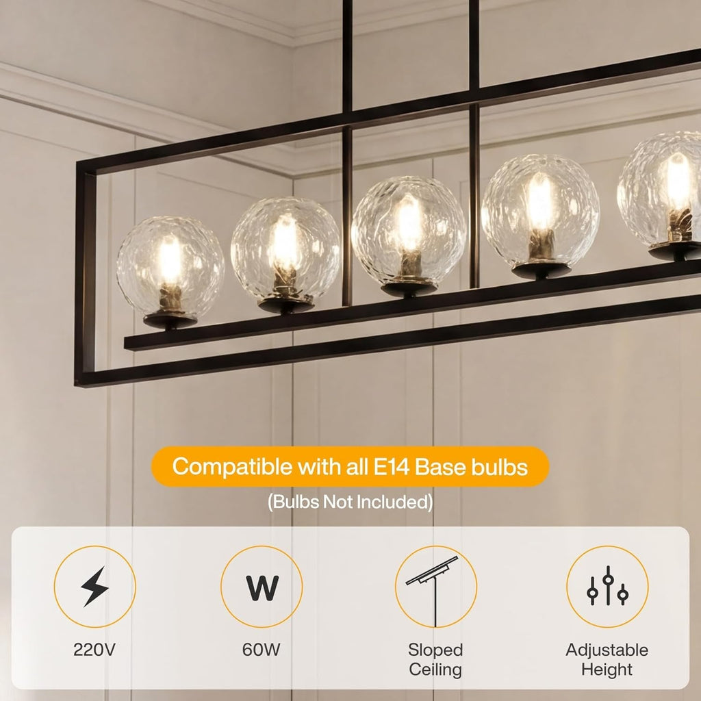 Tribesigns Suspension moderne à 5 lumières, Luminaire de plafond en métal réglable en hauteur