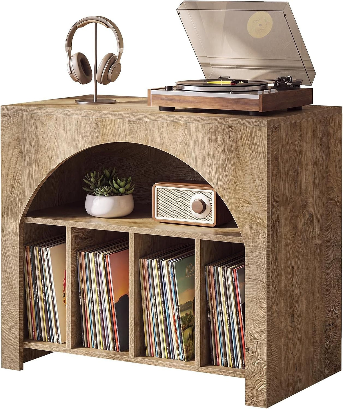 Tribesigns Support pour platine vinyle, Meuble de rangement pour disques vinyles Étagère intégrée