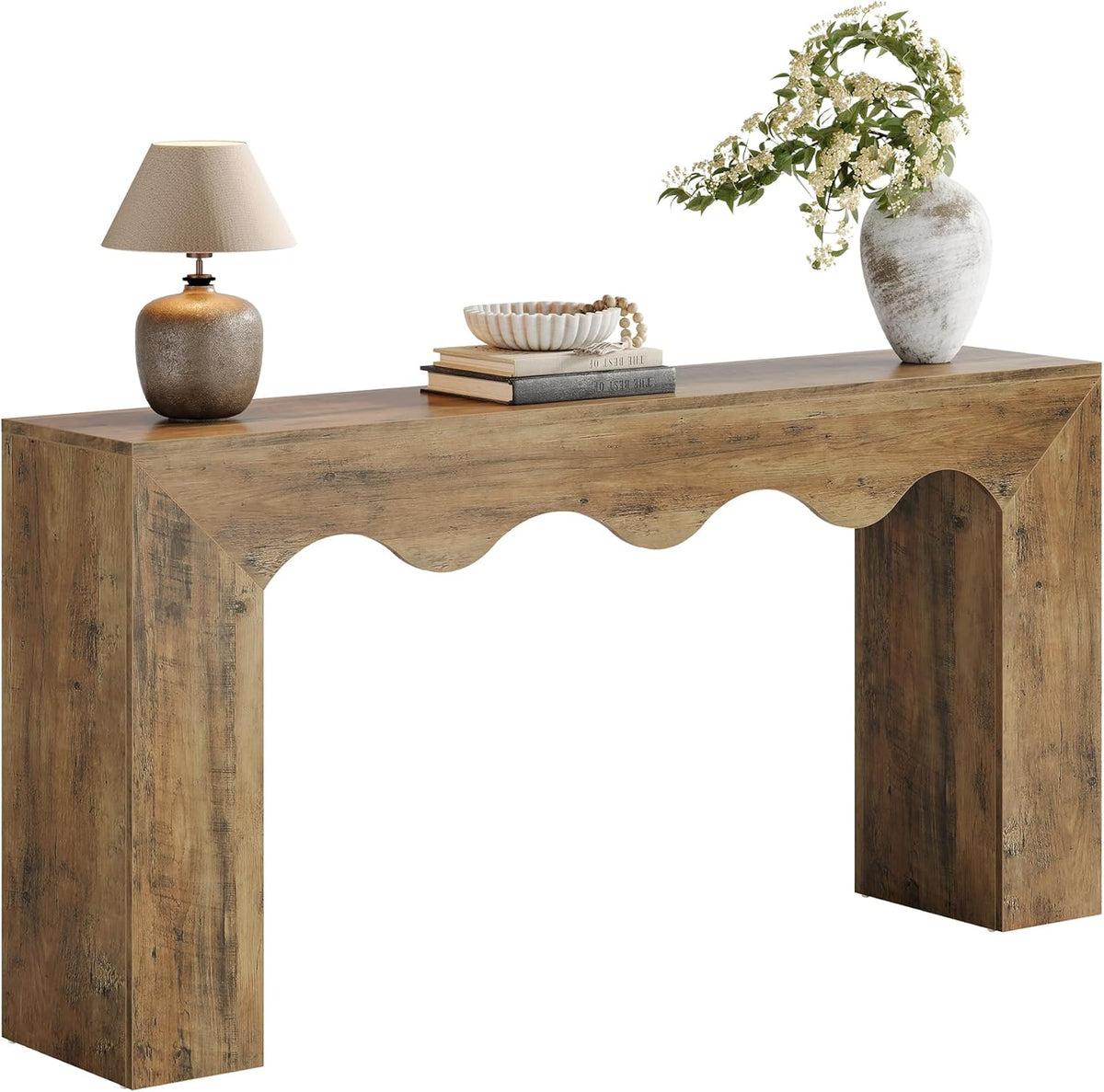 Tribesigns Console ondulée de 160 cm, design rustique, Table d'entrée étroite