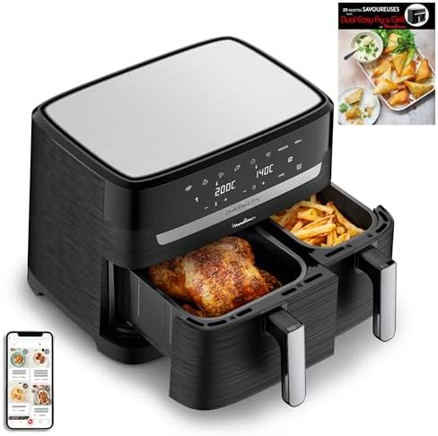 2026 Moulinex air fryer deux compartiments, très grande capacité 11L, 10 personnes, 7 Programmes automatiques, friteuse sans