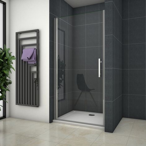 Ocean Sanitaire – Porte de douche pivotante 76x187cm – Verre de sécurité 6mm anti-calcaire – Aluminium chromé – Installation en niche – Montage réversible — photo 1