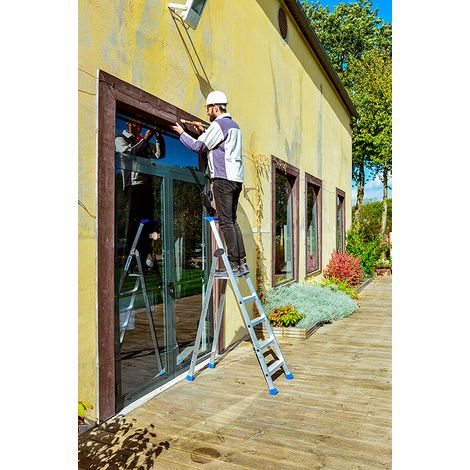 Tubesca Comabi – Escabeau 6 marches aluminium – Hauteur de travail max. 3.36m – Patins antidérapants pour stabilité – 2375106 — photo 2