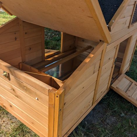 Animal Valley – Poulailler Bantam XL pour 2 à 4 poules – Bois de pin – Dimensions 119x77x90 cm – Toit shingle noir – Tiroir à déjections en métal — photo 5