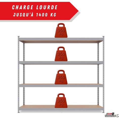 Euro Vanadium – Etagère monobloc métallique 2M x 2,37M – Charge 1400 kg – Plateaux en MDF 6,5 mm – Patins antidérapants pour stabilité — photo 5