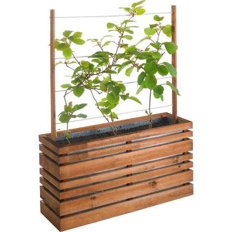 Bac à fleurs en bois avec treillis Lign Z - 100 x 30 x 130 cm — photo 2