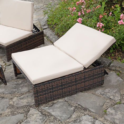 Mucola – Salon de jardin modulable en poly-rotin marron – Ensemble 2 fauteuils, 1 table avec plateau en verre – Coussins hydrofuges amovibles — photo 4