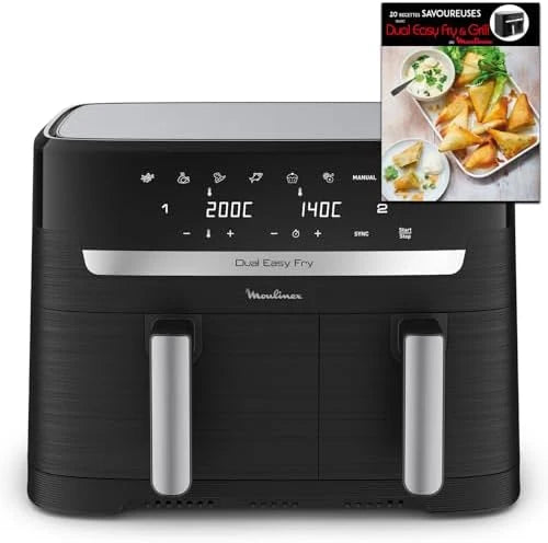 2026 Moulinex air fryer deux compartiments, très grande capacité 11L, 10 personnes, 7 Programmes automatiques, friteuse sans