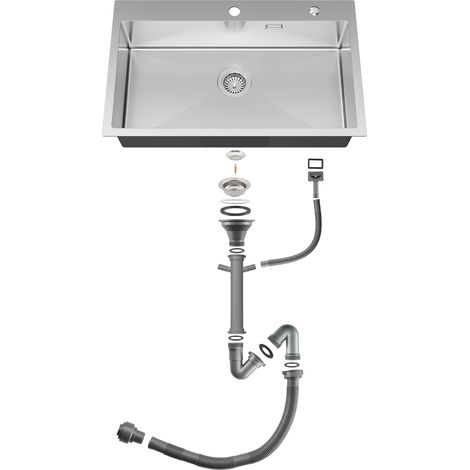Évier Cuisine en Inox 75 x 45 x 19 CM Évier 1 Bac avec Égouttoir pliable et Système de Drainage, Évier à Encastrer pour Meuble de 80 cm — photo 5