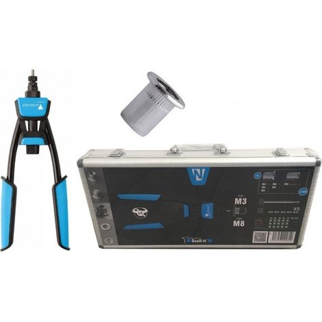 Scell-It – Pince à sertir cosse – Transmission démultipliée 3x moins d’effort – Corps en fonte d’aluminium – Livrée avec 150 écrous M3 à M8 — photo 1