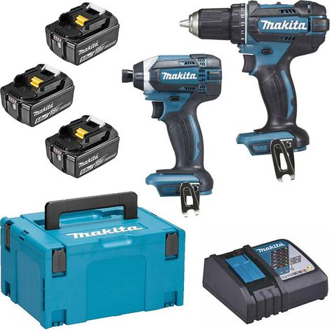 Pack de 2 machines MAKITA 18V DLX2127TJ1  Perceuse visseuse DDF482 + Visseuse à chocs DTD152 + 3 batteries 5Ah + Chargeur + 1 MAKPAC — photo 1