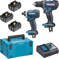 Pack de 2 machines MAKITA 18V DLX2127TJ1  Perceuse visseuse DDF482 + Visseuse à chocs DTD152 + 3 batteries 5Ah + Chargeur + 1 MAKPAC — photo 1