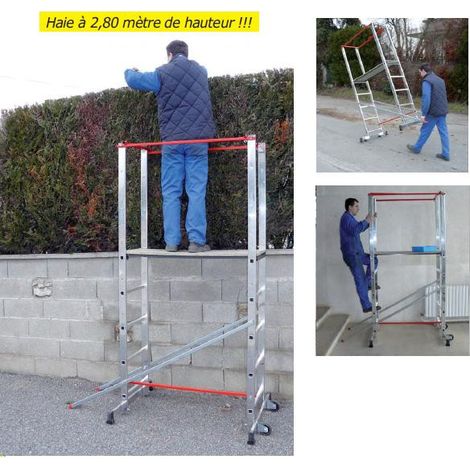 Escalux – Échafaudage aluminium 150 kg – Hauteur de travail 3,60 m – 1 plateau 111x41 cm – Système de garde-corps – 4 larges embouts anti-dérapants — photo 5