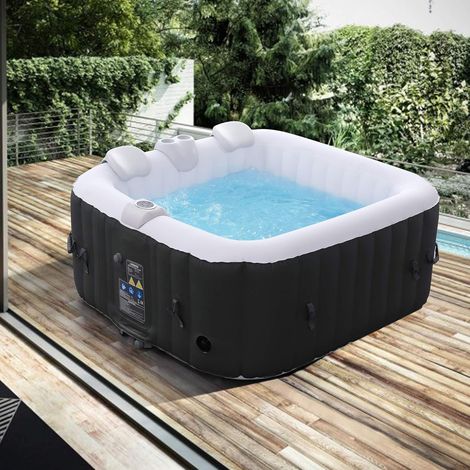 Arebos – Spa gonflable 4 personnes 154x154cm – 100 jets de massage – Température réglable jusqu'à 40°C – Système de filtration efficace — photo 1